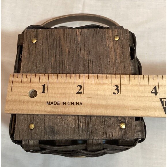 Peterboro Basket Co. Small Square Wooden Basket Swing Handle Great Condition - Picture 10 of 11